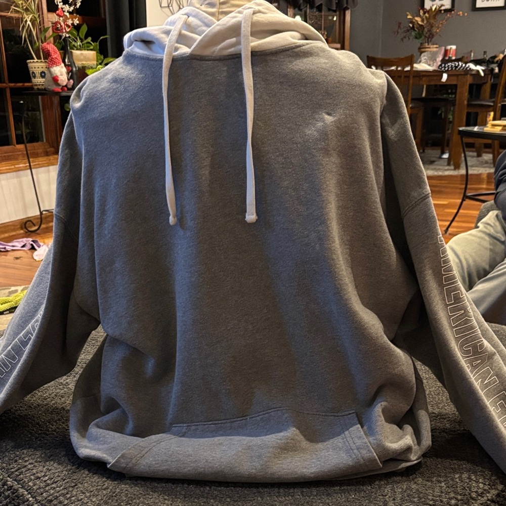American Eagle Outfitters Gray Hoodie with White Accents